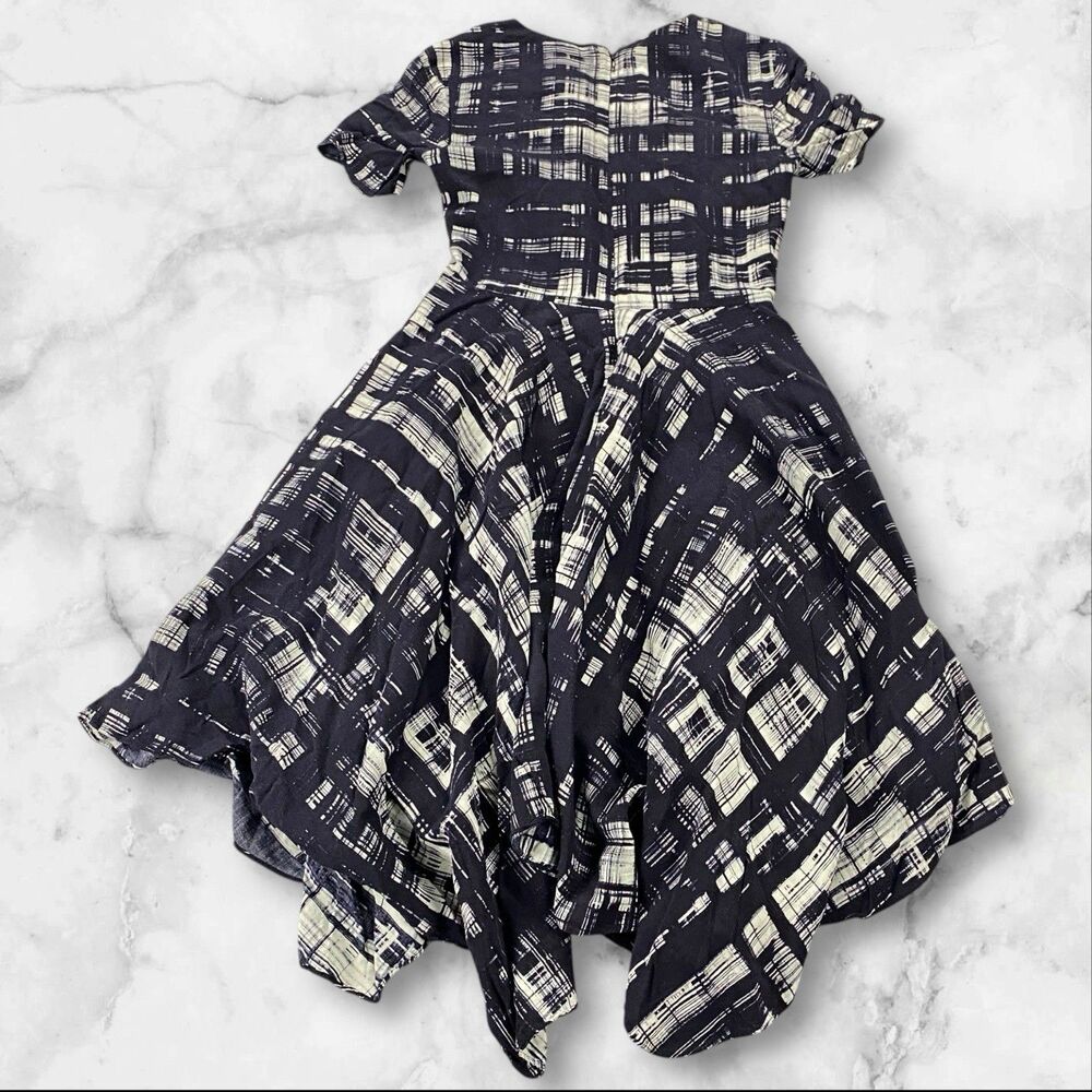 Anthropologie Corey Lynn Calter Painted Plaid Fit and Flare Midi Dress Size  0 - Picture 3 of 16
